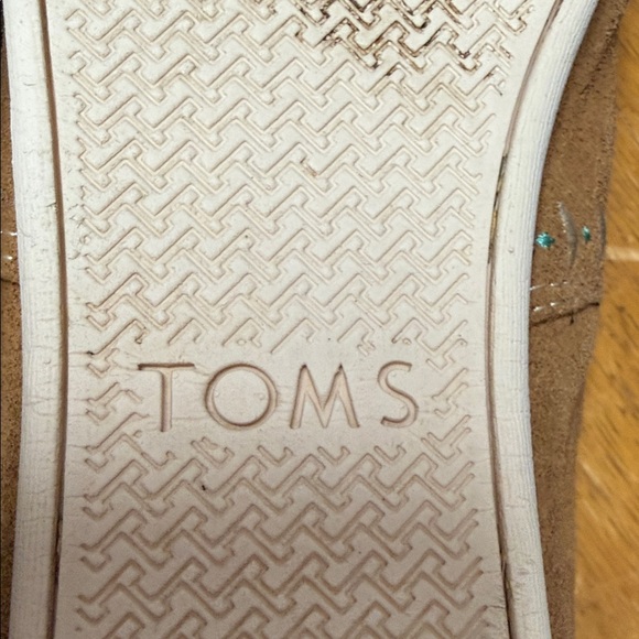 TOMS Women's Brown Suede Embroidered Flats - Picture 7 of 9